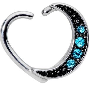 Body Candy Blue Accent Crescent Moon Ring 10mm